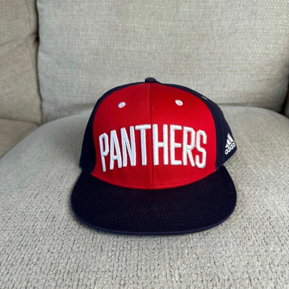 Adidas Florida Panthers NHL Snapback Hat Navy Blue Red Flat Brim One Size Mens